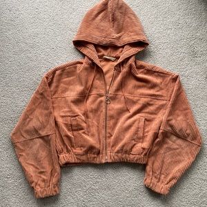 Cropped zip up hooded jacket